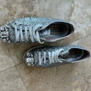 Miu Miu Glittering Silver Sneakers